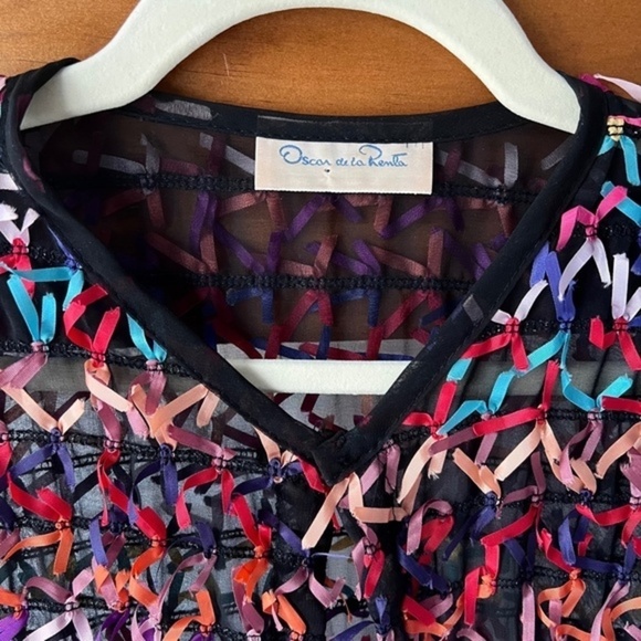 VINTAGE  Oscar de la Renta RARE 80s Sheer Black Bow Jacket Cardigan, Large - Picture 7 of 15